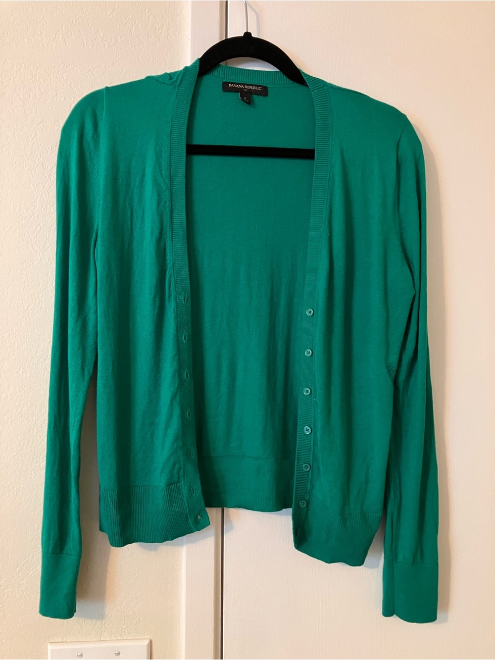 Banana Republic Emerald Green Lightweight Button Cardigan